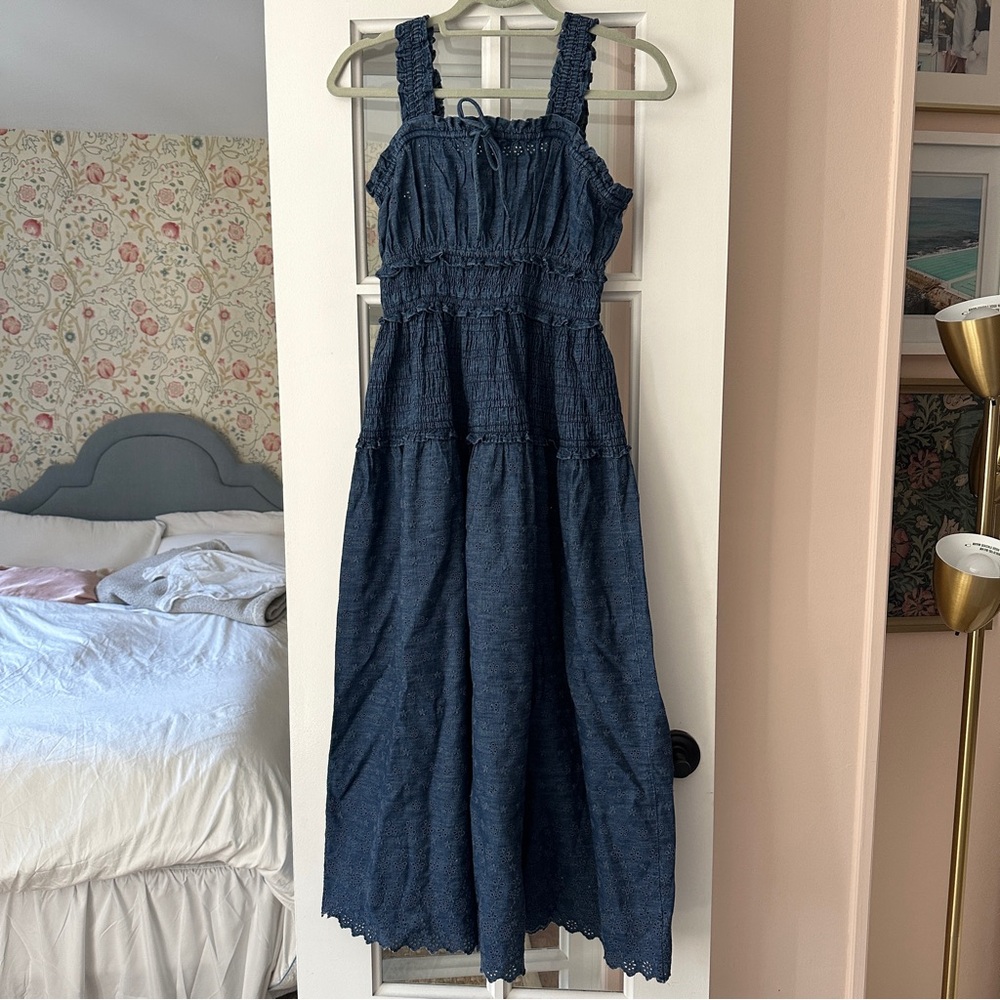 NWT gap dôen eyelet denim midi dress sz small